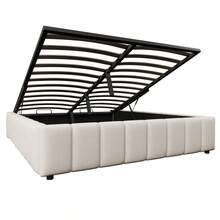 Upholstered Bed, 140*200cm, Hydraulic Storage, Without Headboard, Without Mattress, Beige