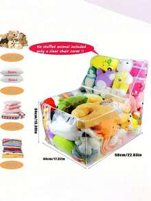 1pc Transparent Large Capacity Doll Storage Sofa, Transparent Plastic Storage Box With Soft Cushion, Decorate Your Nursery, Multifunctional Stool To Save Space In Bedroom & Living Room, Also An Ideal Gift, Home Decor, Doll Storage, Sturdy Structure - Multicolor - View 5