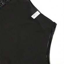 1 PC Women's PU Leather Bodysuit With Slimming Waist Cincher, Strappy One-Piece Swimsuit Design In Classic Black Color, Body Shaping Corset For Home, Pool, Beach Vacation, Valentine's Day Parties And Halloween Events, Gothic Punk Dark Royal Style All-Season Wear - Black Leather - View 7