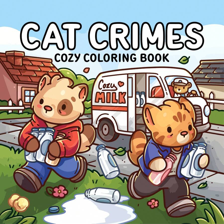 全新《猫咪犯罪记》42页涂色书，猫咪爱好者和艺术家的福音！书中描绘了可爱又贴近生活的猫咪瞬间，是成人减压玩具、儿童益智玩具、亲子互动活动，也是一本可以培养思维能力的DIY涂色书。本书适合作为文具和学习用品，是送给女孩、新人、母亲节的完美礼物。