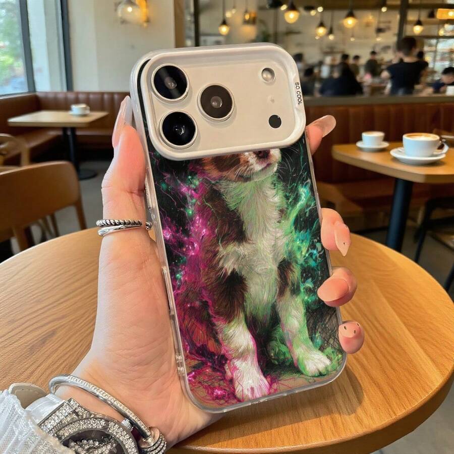 Funda de Teléfono Multicolor con Estampado de Gato y Galaxia para iPhone 14 15 Pro Max y S23 S24 Ultra, Regalo Ideal para Todas las Estaciones - Plateado - Ver 1