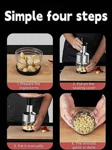1. 不锈钢蒜蓉压榨器，适用于压榨大蒜、蔬菜、洋葱、坚果 - 易于使用，迷你研磨器，厨房工具，蔬菜切片器，不锈钢结构，适用于厨房、聚会和派对 - 彩色 - 查看 8
