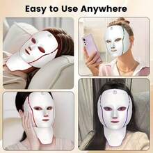 Aedwdpe 7 Color Facial & Neck Care Mask Device, USB-Powered Beauty Tool, Christmas/Halloween Promotion, Ideal Gift For Valentine's Day & Festivals - trắng - Xem 6