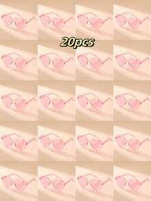 14pcs, 5pcs, 30pcs, 12pcs, 15pcs Combo Pack, 1 Style Random Color Bear Design Unisex Heart Shaped Fashionable Glasses, Suitable For Party, Wedding, Gift, Festival Accessories, Women Casual Outfit, Beach Accessories, Women - Multicolor - View 30