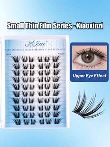 MEM 60/80/90pcs Self-Adhesive Fluffy False Eyelash Clusters, 11-13mm Mixed Length Set, No Glue Needed, Fluffy Self-Adhesive DIY Eyelash Extension, Pre-Glued Eyelash Clusters, Natural Lengthening C-Curl False Eyelash Clusters, No Glue Needed, No Need To Remove False Eyelashes, False Eyelash Clusters, False Eyelashes, Individual False Eyelashes, Fake Eyelashes - 黑色 - 查看 8