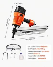 Framing Nailer, 80-120PSI Air Nail Gun, 2" To 3-1/2" 21 Degree Full Round Head Pneumatic Framing Nailer With Tool-Less Depth Adjustment & Dual Trigger Modes, Ideal For Framing Decking Flooring - 基本版 - 查看 7