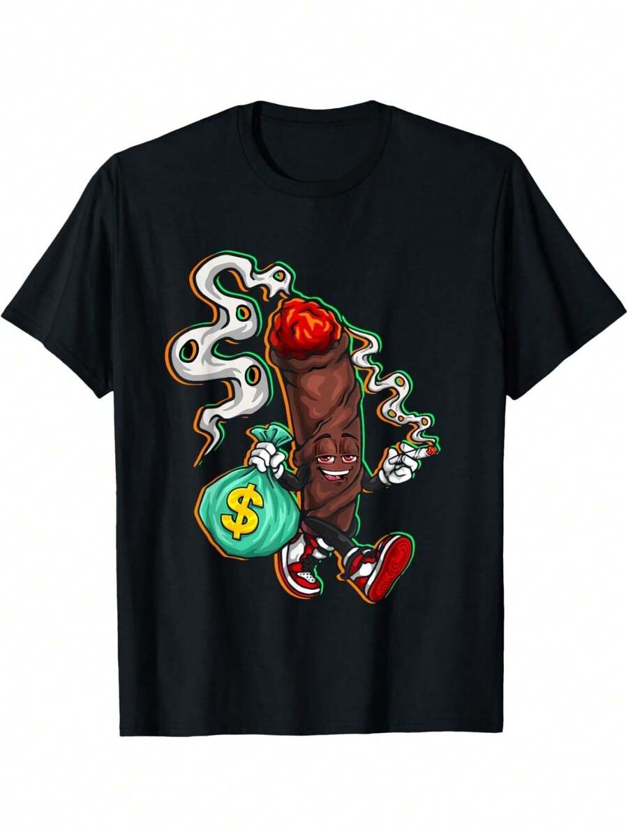 Shirt 420 Lean Gas Money Rap Hip-Hop Smoke T-Shirt - 黑色 - 查看 1