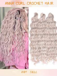 Heat-Resistant 24 Inch Synthetic Braiding Hair Extensions Loose Deep Wavy Braid Hair Water Wave Ombre Brown Twist Crochet Curly Anna Hair For Christmas New Year - Multicolor - View 41