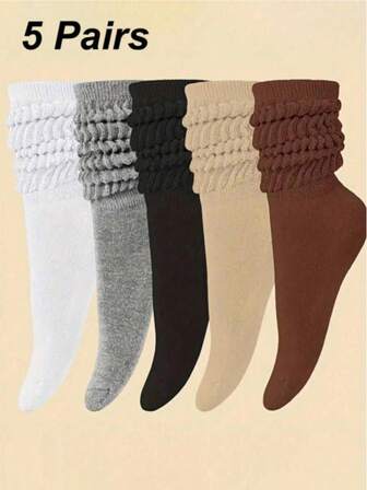 10/5 Pairs Women's Colorful Crew Socks, Warm Bubble Socks, Calf Length Athletic Socks For Autumn/Winter