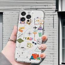 Funda de teléfono a prueba de golpes Diseño de mapa temático de viaje Funda de teléfono compatible con iPhone 17, Air 16, 15, 14, 13, 12, 11 Pro Max, X, XS, XR, XS Max, 7, 8, 6, 6S Plus. Funda de Teléfono de TPU Transparente Anti-Caída de Cobertura Completa, Simple y Elegante, Carcasa Protectora Suave a Prueba de Golpes, un Regalo Único y Creativo para Ti o para Amigos. Protección contra caídas - 1 pieza - Ver 6