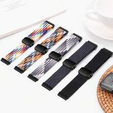 Correa Deportiva Trenzada Compatible con Watch Band/FE/6/5/4/3 y Watch 5 Pro y 6/4 Classic y Gear S3/S2, correa de reloj de 20mm y 22mm para Watch de 47mm 46mm 45mm 44mm 40mm 43/42/41mm - Cereza morada - Ver 8