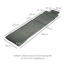 Outsunny Reclining Bed, Garden Sun Lounger Cushion With Detachable Head Pillow, Polyester Fiber + Cotton Cover, Grey, 198 X 53 X 5 - 1 - View 4