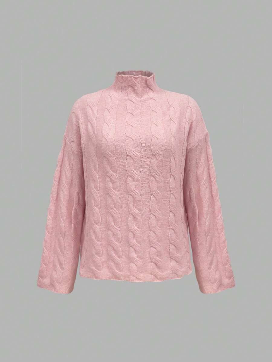 Fashionable Turtleneck Cable Knit Sweater, Soft And Comfortable, Suitable For Casual Commute And Travel In Autumn/Winter