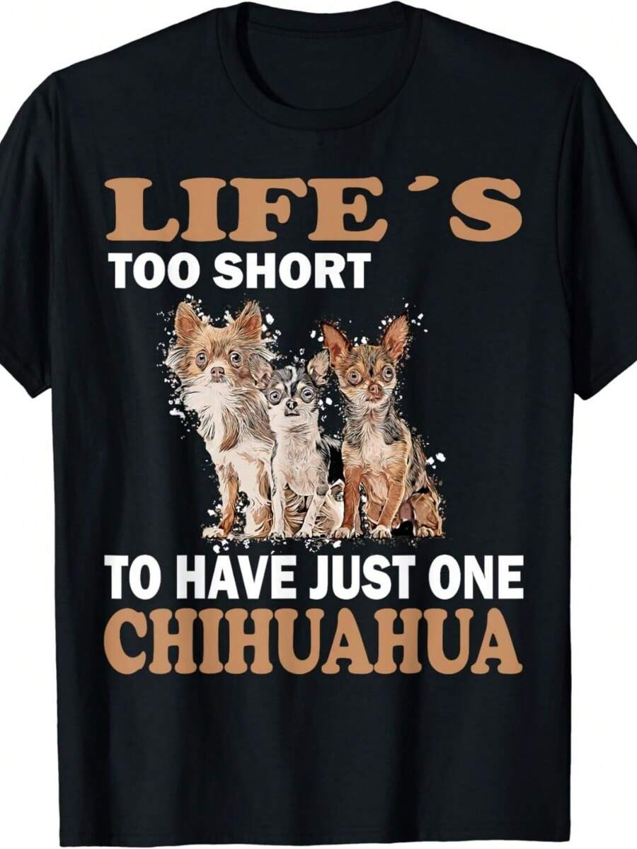 Cartoon Chihuahua Lover Cute Chiwawa Little Dogs Dog Gifts Uni T-Shirt - màu đen - Xem 1