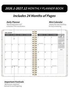 2026 Monthly Planner A5, 12-Month Minimalist Monthly Weekly Daily Planner Notebook For Work Home & Personal Planning, Back To School Supplies Office Supplies Perfect Gifts - Multicolor - View 9