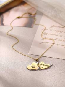 Customized Stainless Steel Couple Book Pendant Necklace, Customized Multi-Page Book Pendant Necklace, Engraved Heart Text Necklace, Women Sweater Chain - Love Books - Silver - View 6