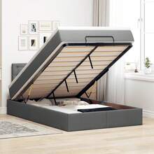 vidaXL Ottomanen-Bett Mit Matratze, Dunkelgrau, 120x190 Cm, Stoff - Grigio - Visualizzare 1