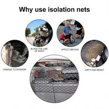 Red de para perros, 120 x 70 cm, red de protección para coche, red de separación universal, barrera para mascotas, malla de separación ajustable para asiento trasero de Oxford, evita que se - Unitalla - Ver 2