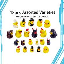 18 pièces Ensemble de figurines animales thème canard imprimées en 3D, Faveurs de fête, Décorations de bureau mignons, Système de récompense en classe, Remplisseurs de sacs cadeaux, Adorablement fantaisistes, Cadeaux de fête, Le canard portant un chapeau de Noël, Petits jouets animaux canards, Remplisseurs de bas de Noël, Grandes et petites tailles, Variétés assorties - Multicolore - Voir 7