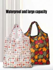 1pc Large Waterproof Reusable Shopping Bag/Beach Bag - Foldable Grocery Tote Bag, Durable And Machine Washable - Multicolor - View 7