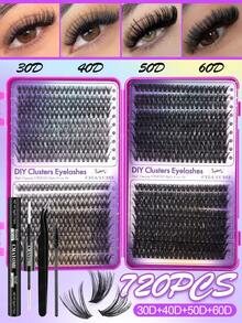 720/666/648 sợi mi giả, độ dài hỗn hợp 10-16mm, bộ mi dày 10D-150D, dễ sử dụng cho người mới bắt đầu và thân thiện với mọi loại da, thích hợp trang điểm hàng ngày, tiệc tùng, du lịch và Giáng sinh, món quà tuyệt vời cho mẹ và bạn gái - Màu tím - Xem 3