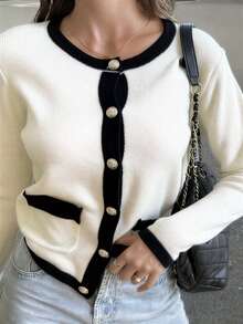 Cardigan tricotat MORI pentru femei, primăvară/vară, stil casual minimalist elegant, potrivit pentru naveta, poate fi asortat cu un pulover bej, potrivit și ca și cadou de Anul Nou