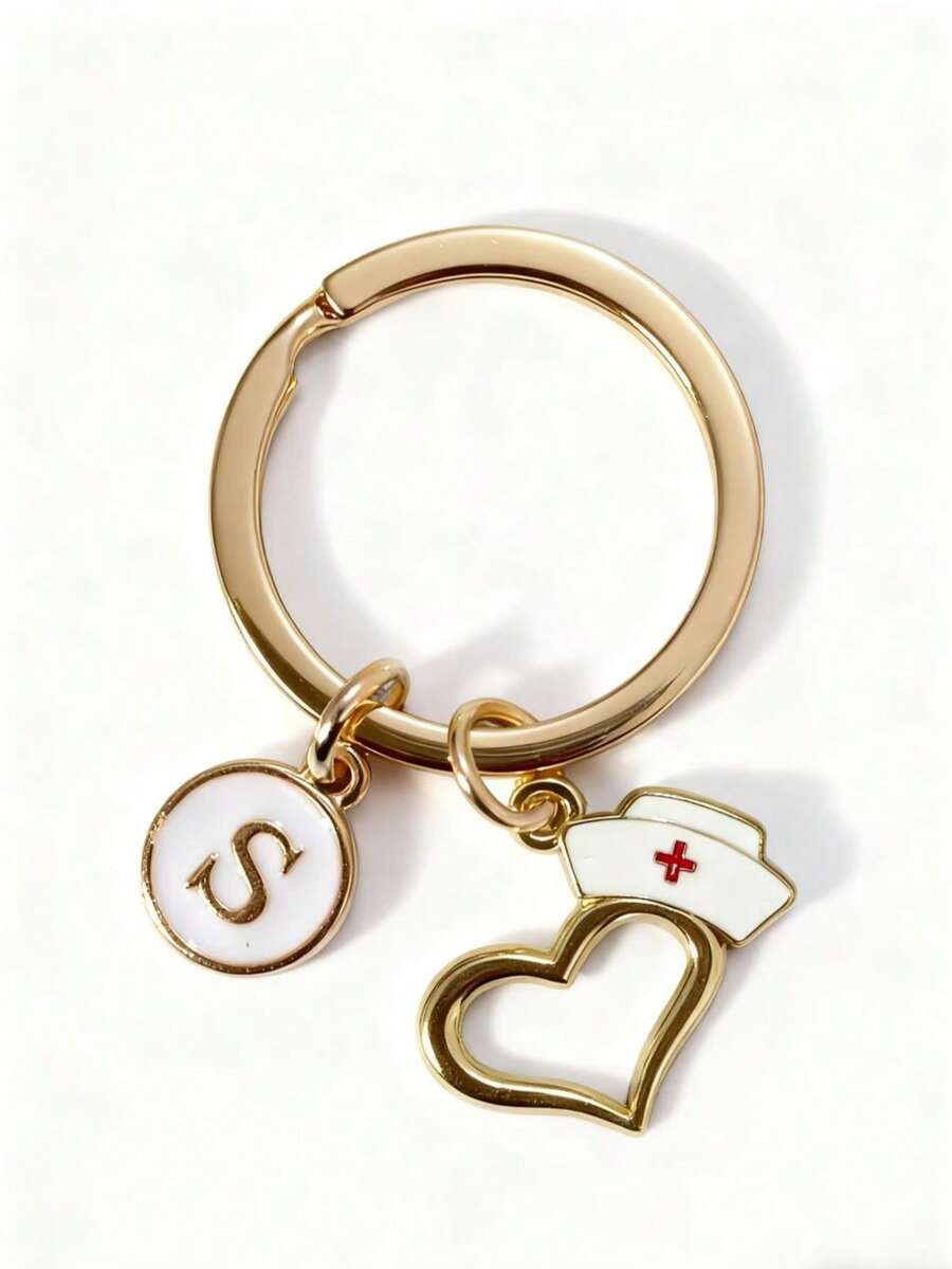 1 pieza Llavero personalizado creativo con letra: Doctor, Enfermera, Estetoscopio, Llavero, Personal de rescate médico, Decoración de billetera, Llave de estetoscopio, Anillo de llave