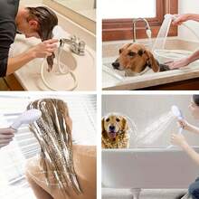 Portable Shower Head Offering 3m/2m/1m Lengths For Pet Bathing, Ideal For Home Use In Cleaning Cats And Dogs. Pet Store-Grade Quick-Connect Spray Head. Convenient Faucet Attachment For Shampooing. Multi-Purpose Kitchen/Bathroom Faucet Shower Head For Pet Bathing And Rinsing. - White - View 3