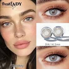 FRESH LADY Kính áp tròng màu dùng một lần Freshlady 14.20mm, hàm lượng nước 40%, thoải mái và mềm mại, có các màu xanh lá cây, xanh dương, xám, xám bạc, phù hợp để đeo hàng ngày, trang điểm và dự tiệc. - 0 - Xem 10