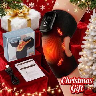 Hailicare 3 Vibration Modes 3-Level Heating Extended Knee Brace 2000mAh Touchscreen 15-Min Timer Universal Fit Black Christmas Practical Gift For Elders