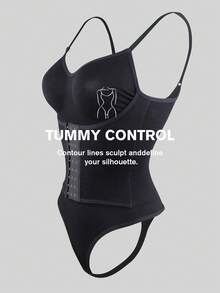 Women's Fashion Waist Shaping Slightly Adjustable Single-Breasted Bodysuit - Fully Envelops Fat To Create A Perfect Figure - Black - View 5
