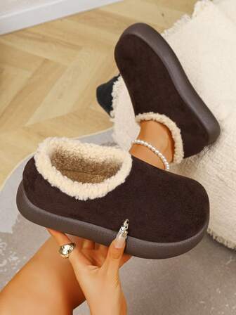 Winter Fashion Versatile Slip-On Ankle Boots, Thick Sole Comfortable Casual Shoes,Fur Boots