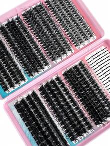 560pcs/Set Thick & Fluffy Wispy Faux Mink Lashes, 0.07mm D Curl, 12-18mm Mixed Length, Natural Soft Eyelash Extensions, Suitable For Any Style, Reusable Makeup Cosmetics - D - 查看 4
