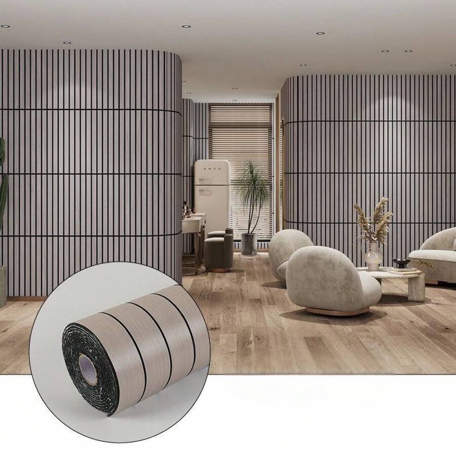 3D Foam Wall Sticker With Wood Grain Pattern, Self-Adhesive Ceiling Tiles, Suitable For Living Room, Bedroom, Kitchen - Gray - View 1