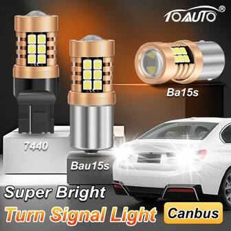  TOAUTO 2Pcs P21W Led 1156 T20 W21/5W 7443 P21/5W 3157 1200LM W21W Car Bulb 7440 BA15S BAY15D PY21W Auto DRL Light 1157 White 12V Lamp