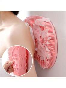 1pc Silicon Slouchy Bathing Brush For Massaging & Cleaning Back, With Suction Cup For Attaching To Bathrooms, Walls, Floors, Etc.,Bag,Organizer,Storage,Hair Clips - Multicolor - View 8