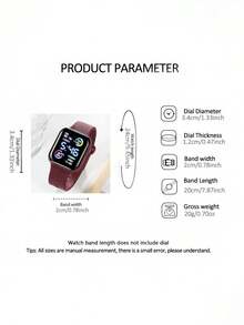 2 Pieces Set. Teen Fashion, Simple And Cute, And Classic LED Digital Display Square Electronic Watch. Suitable For Students' Daily Life Such As Returning To School, Parties And Traveling. Very Suitable As A Gift For Friends Or Birthday Gifts. - Multicolor - View 11