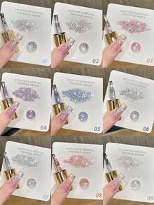 MIANEL 10ML 2026 新款追星追月铂金闪粉凝胶指甲油 冬季热销 亮白闪光指甲油 碎钻美甲 粉红美甲 女生礼物 美甲沙龙及DIY使用