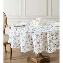 - Mantel Decorativo, Resistente a Las Arrugas y Las Manchas, Repelente Agua, Tela de poliéster Lavable de fácil Cuidado para Comedor, Cocina, día Festivo y Fiestas, 60 x 102 Pulgadas,(177.8 cm (Redondo) Holly Berry) - Multicolor - Ver 2