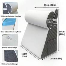 Wedge Pillow With Foam Top For Sleeping,Reading And Rest, 10 Inch Elevated Support Triangle Bed Pillow For Legs And Back Support With Washable Cover - Multicolor - View 2