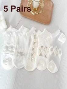 5pairs Bow Pattern Ankle Socks
