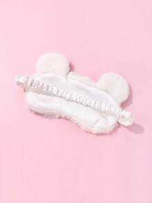 1个女童渐变色毛绒熊刺绣弹力带睡眠眼罩，可爱适合秋冬季睡眠休息 - 米色 - 查看 5