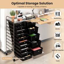 Lifezeal 15-Drawer Trolley With Chrome Plated Metal Frame & Lockable Universal Wheels White/Black/Clear - màu đen - Xem 4