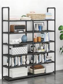 1 pieza Zapatero metálico negro de dos hileras con espacio mejorado, aprox. 40 pulgadas de ancho, apto para adultos y niños, minimalista, resistente al polvo, resistente, moderno, fácil de montar y desmontar, portátil, ideal para salón, dormitorio, recibidor, oficina, almacenamiento en casa, almacenamiento multicapa, regalo para fiestas y niños. - Multicolor - Ver 9