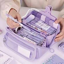 2026 New Creative Large Capacity Pencil Case, With Multi-Function Desktop Organizer And Stationery Storage Box, 6 Color Options, Suitable For Students And Office Use, Portable Learning Gift Pencil Bag - Multicolor - View 3