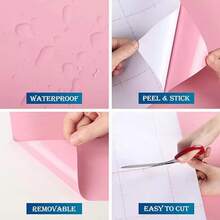 1 Rolo de Papel de Parede Adesivo Removível Rosa, À Prova d'Água, À Prova de Óleo, Cor Sólida Fosca para Decoração da Sala de Estar, Cozinha, Quarto, Renovação de Móveis DIY