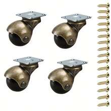 4 قطع من عجلات الأثاث الدوارة العتيقة المزودة بفرامل بقطر 2 بوصة، بتشطيب برونزي قديم، عجلات كروية من البولي بروبلين للكراسي المكتبية والأثاث - 1.5 بوصة - مشاهدة 11