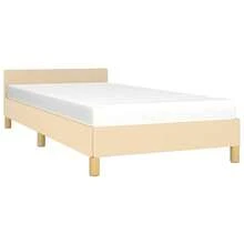vidaXL Telaio del letto con testiera senza materasso, colore crema, 90x200 cm, in tessuto - Bianco - Visualizzare 3