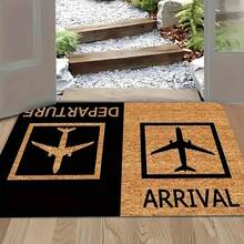 1pc Airplane Arrival/Departure Pattern Doormat - Absorbent Polyester Flannel Mat With Non-Slip PVC Backing, Quick Drying, Suitable For Entryway, Kitchen, Bathroom - Durable And Easy To Maintain Home Decor Rug - Multicolor - View 8
