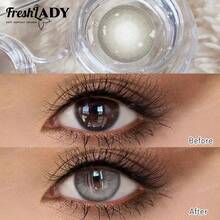 FRESH LADY Kính áp tròng màu dùng một lần Freshlady 14.20mm, hàm lượng nước 40%, thoải mái và mềm mại, có các màu xanh lá cây, xanh dương, xám, xám bạc, phù hợp để đeo hàng ngày, trang điểm và dự tiệc. - 0 - Xem 9
